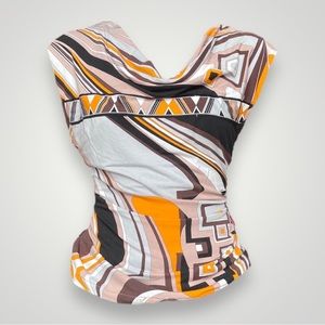 Emilio Pucci Neutral Cowl Neck Printed Top 🍂